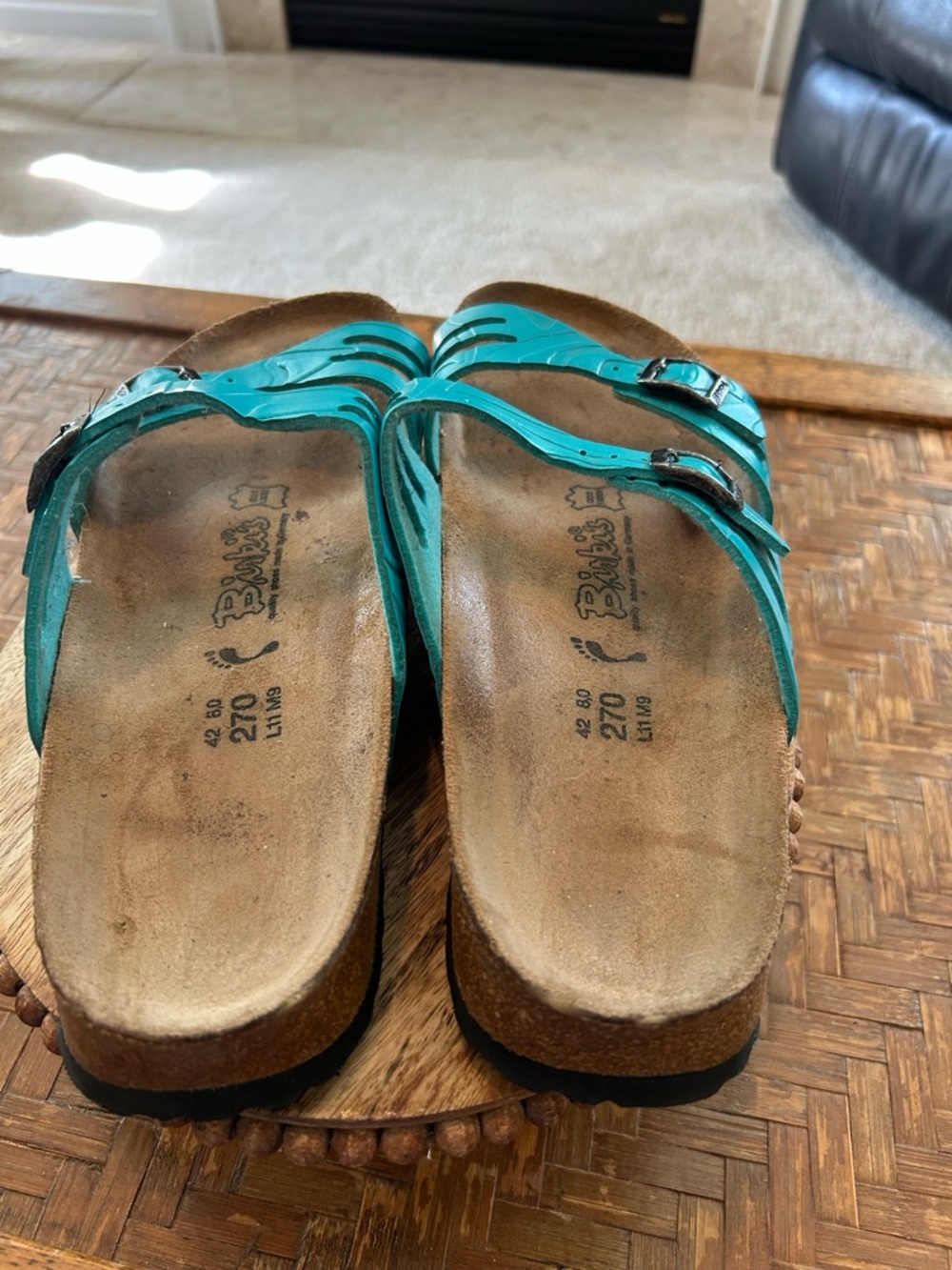 Birkenstock Birki Sea Blue/Turquoise Strappy Women's Sandals - Picture 6 of 10